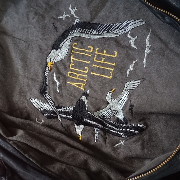 RARE Vintage Arctic Life Thick Leather Aviator Biker Jacket Dinno Gallucci - Picture 13 of 14